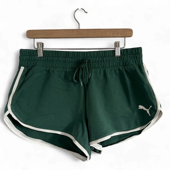 Puma Pants - Puma Green Athletic Shorts with White Trim